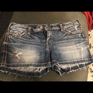 Silver jean shorts